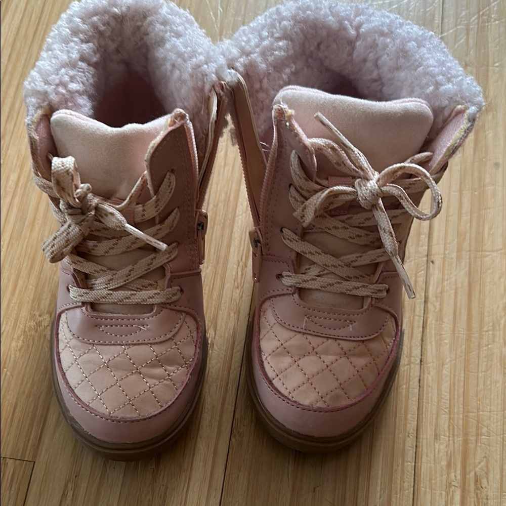 Pink Quilted High-Top Sneakers